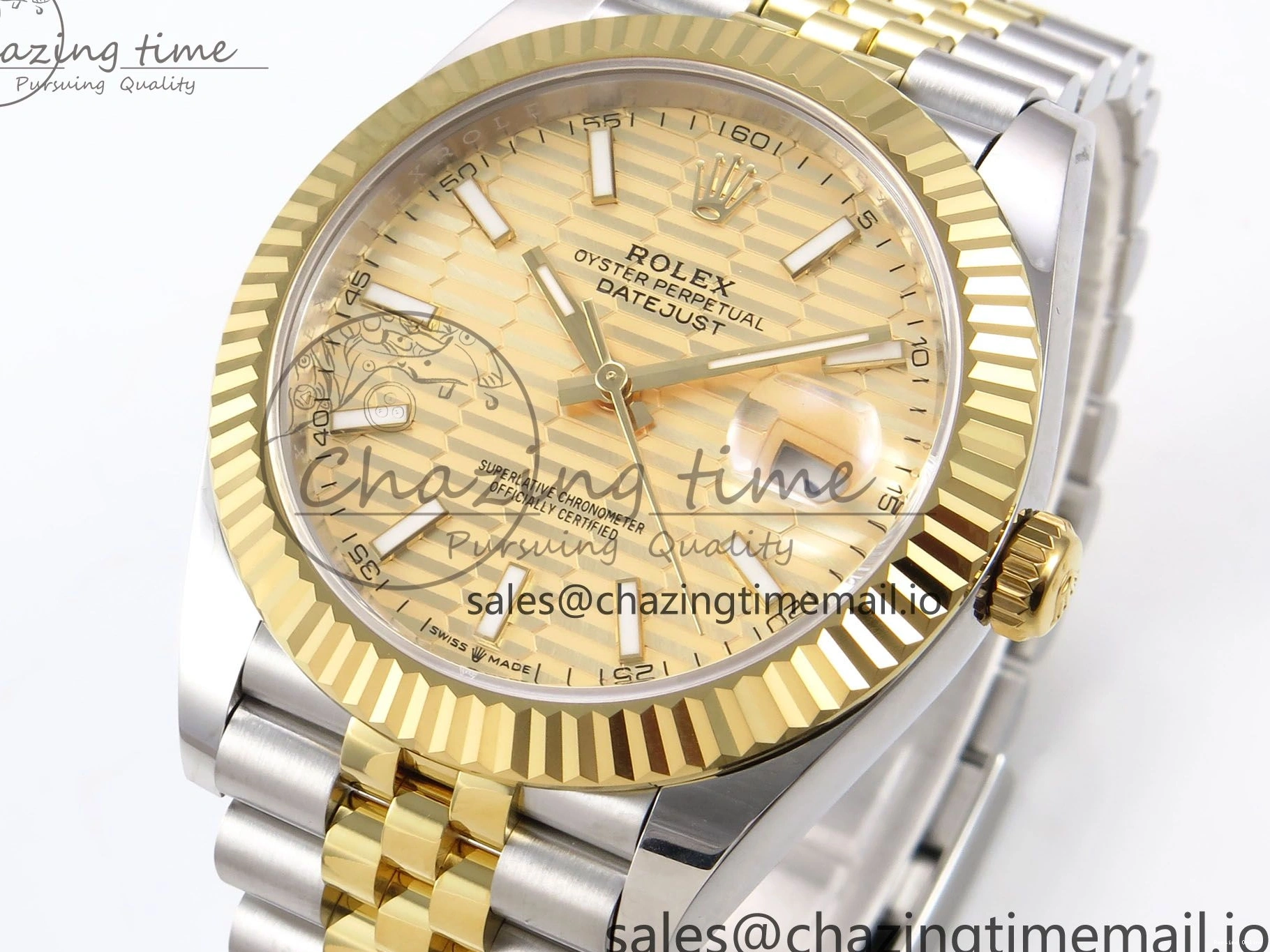 0116 DateJust 41 126333 EWEF Best Edition YG Texuted Dial on SS YG Jubilee Bracelet A Snug 992